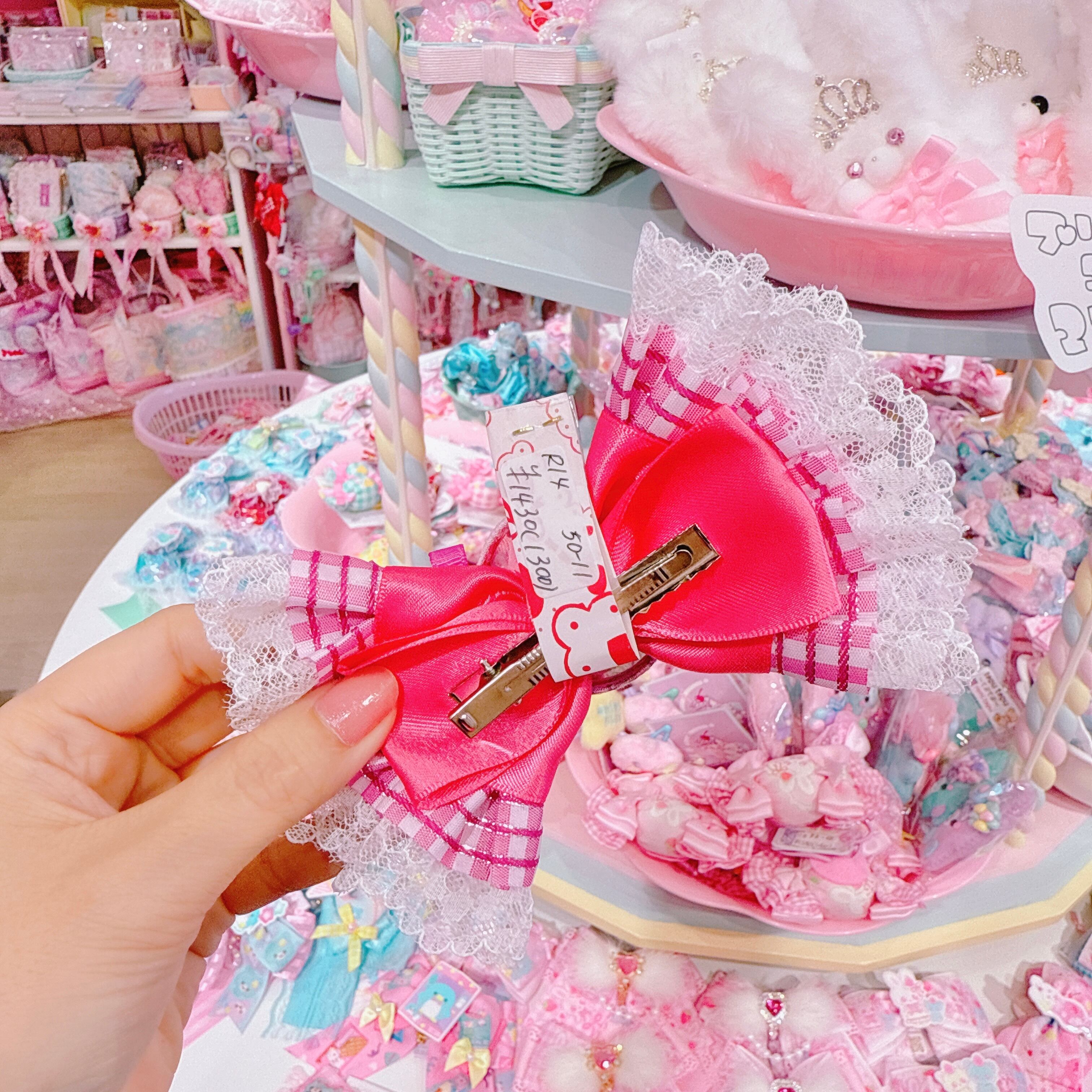 【R14】50-11くるみキャンディリボンヘアクリップ（ポニータイプ）