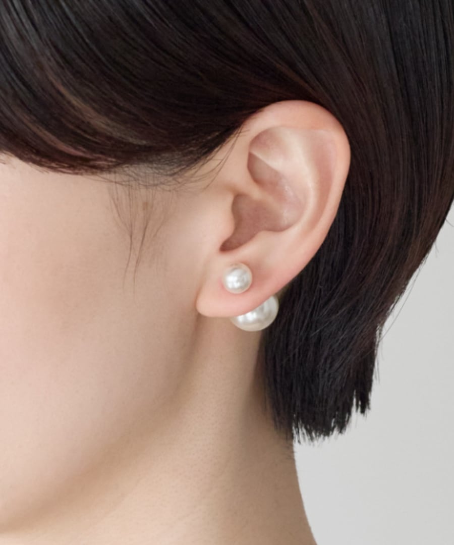 2way ダブルパールピアス (両耳用)【e-71025】.