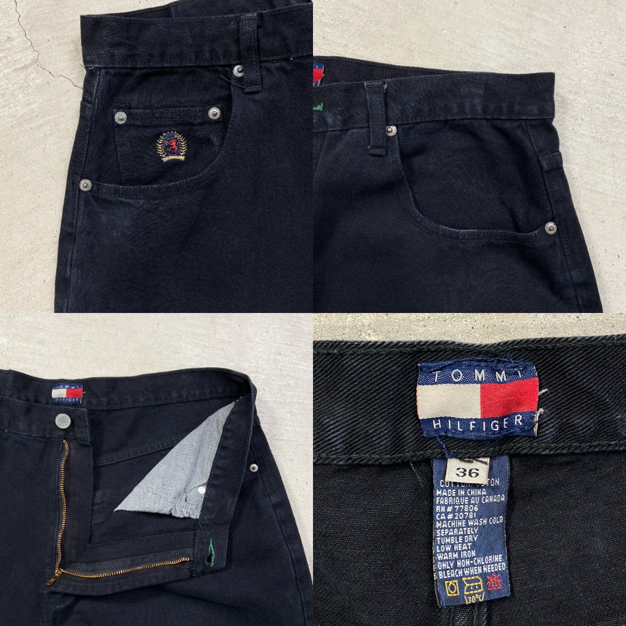 90年代 TOMMY HILFIGER トミーヒルフィガー ワイド バギー ブラック 