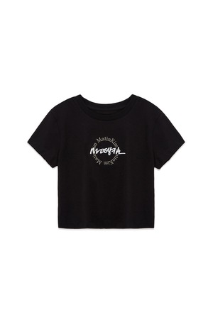 [Matin Kim] HANGEUL CIRCLE POINT LOGO TOP FOR WOMEN IN BLACK 正規品 韓国ブランド 韓国通販 韓国代行 韓国ファッション マーティンキム matinkim 日本 店舗