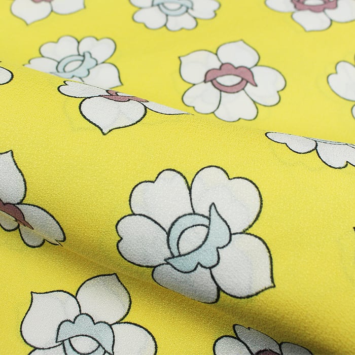 単衣小紋 洗える着物 昭和レトロ 黄色 花 かわいい きもの 9月 6月