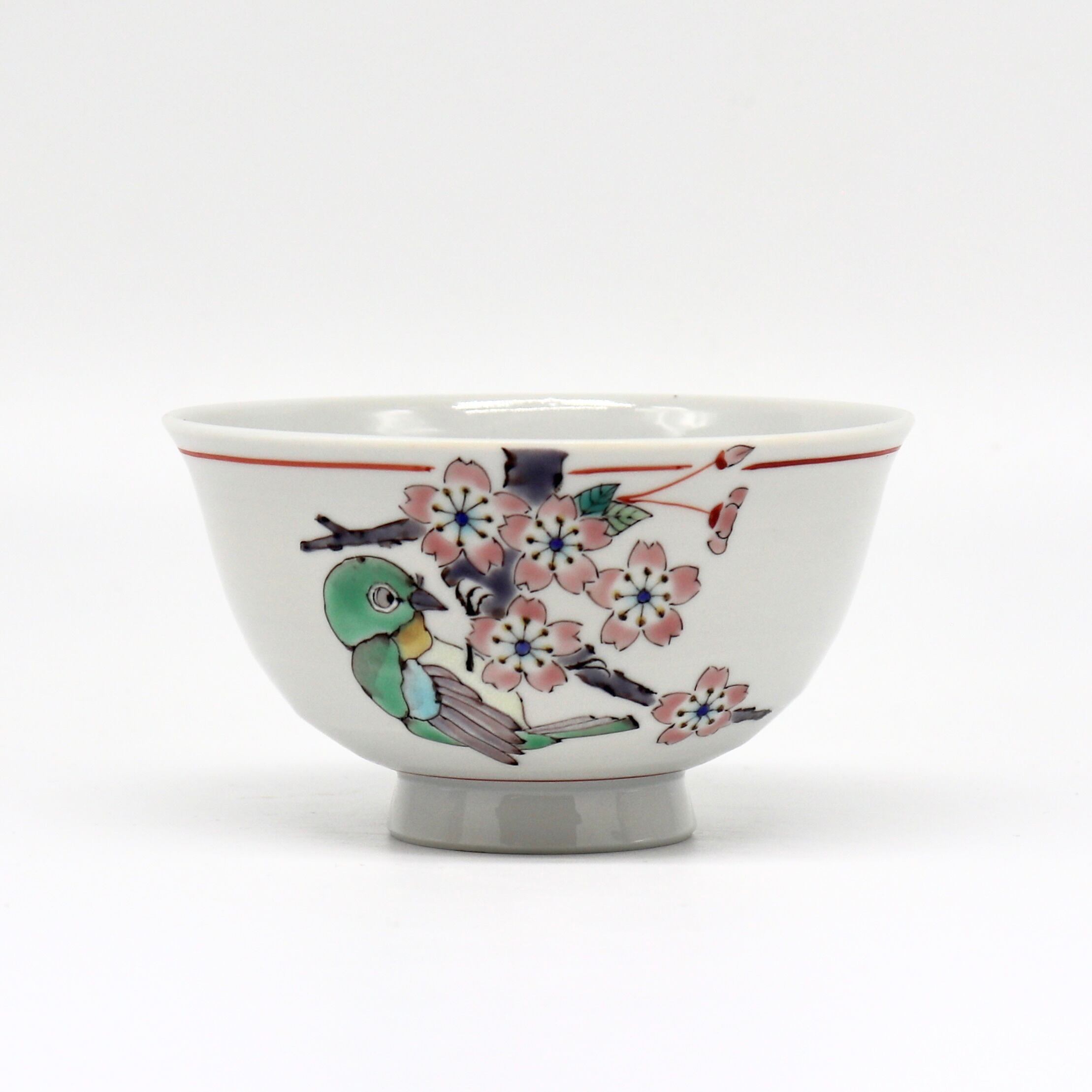 九谷焼 大志窯】色絵花鳥 飯碗 〜桜に目白〜 | 九谷焼 大志窯