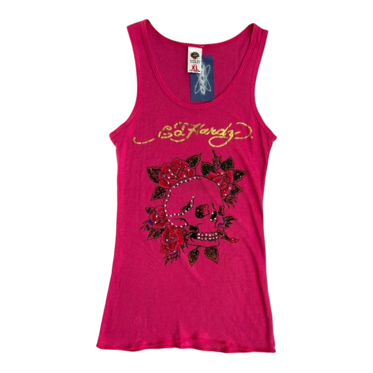 Ed Hardy ピンク タンクトップ スカル Ed Hardy” pink tank top | Neova