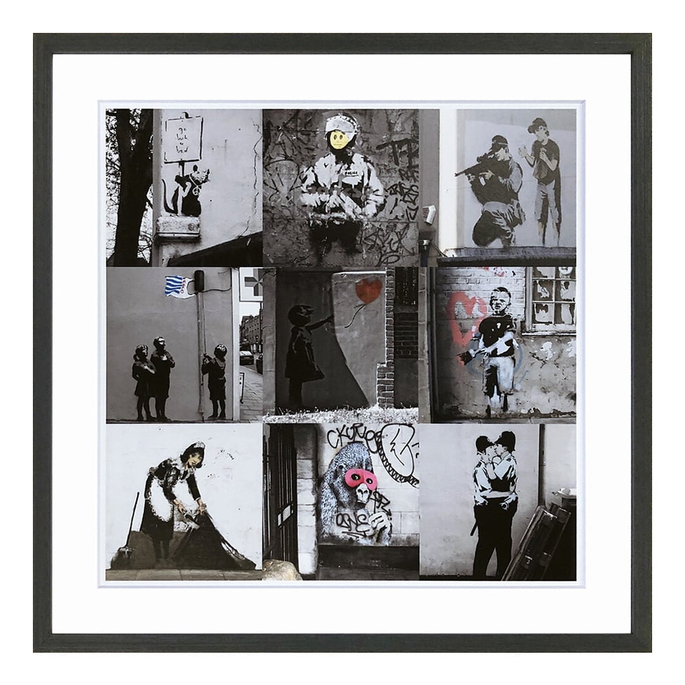 [額縁付き] バンクシー「Banksy Collection II」アートポスター ブラックフレーム 520×520mm AFBS04