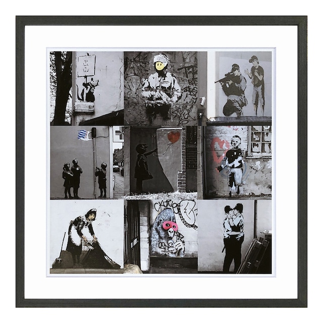 [額縁付き] バンクシー「Banksy Collection II」アートポスター ブラックフレーム 520×520mm AFBS04