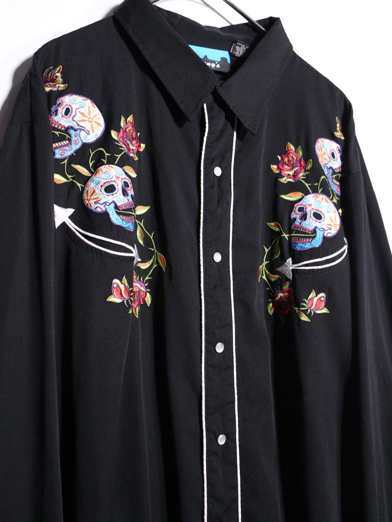 sugar skull embroidery western shirt - 10