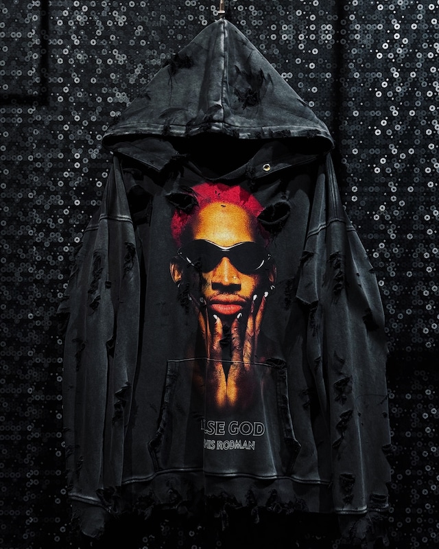 【ÆIEM】original“boro”re:make Dennis Rodman Graphic Damage Hoodie