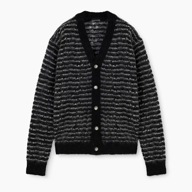 LAD MUSICIAN【ラッドミュージシャン 】PUNK BORDER MOHAIR KNIT CARDIGAN (NO:2226-032 COL:BLACK/WHITE)