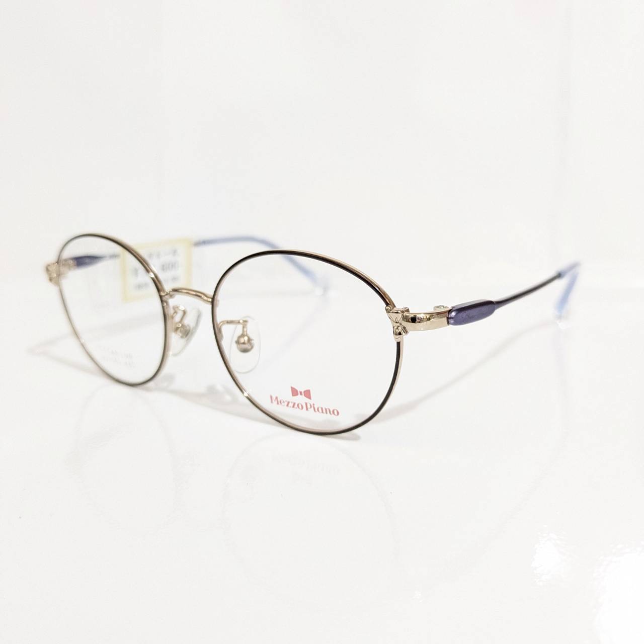 【MezzoPiano】ラウンドメタルフレーム ゴールド&ネイビー