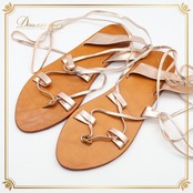 ベリーダンス 衣装 ステージシューズ ブラウン系 sisi 茶 編み上げ サンダル ケース セット シューズ 光沢 ピンクゴールド 上品 ケース付き ダンス衣装 靴 くつ ピンク系