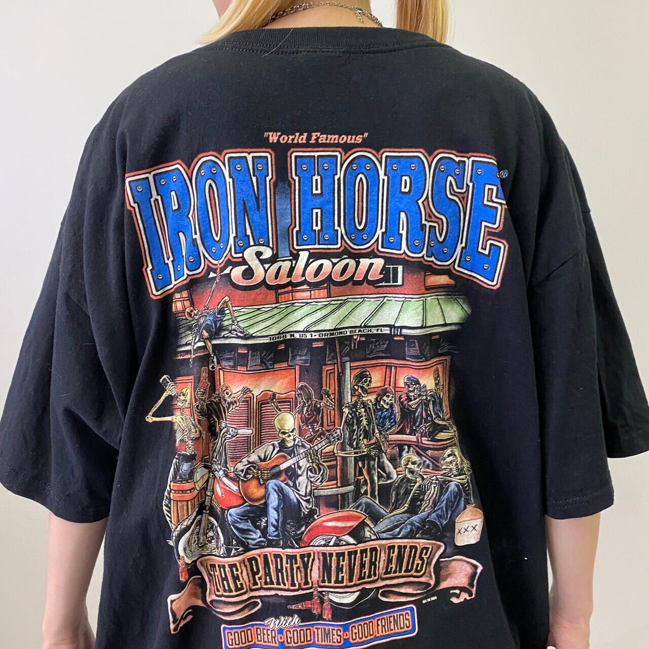 BIGTWINで購入 BOOTHILLとIRON HORSEのtシャツセットM ビッグサイズ 00年代 IRON HORSE Saloon 骸骨 スカル バイカー バック