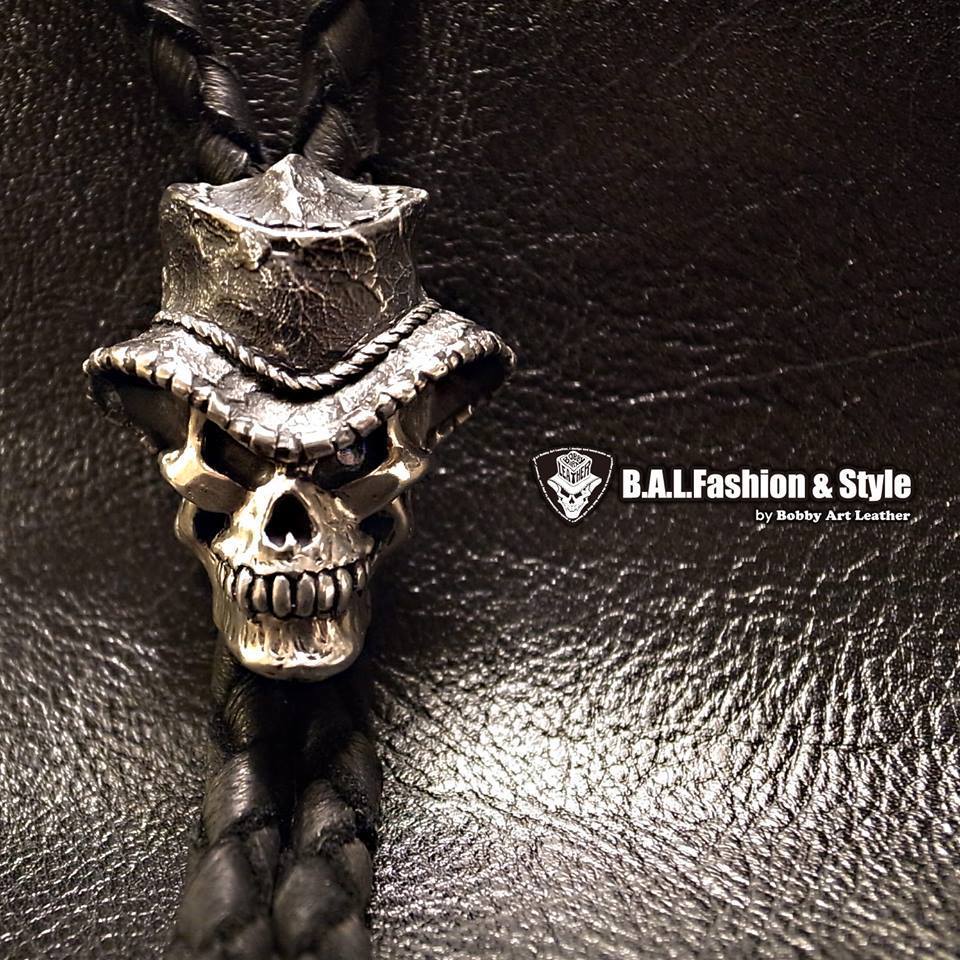 スカルハット（シルバー925)ループタイ（ボロータイ）：完全受注生産