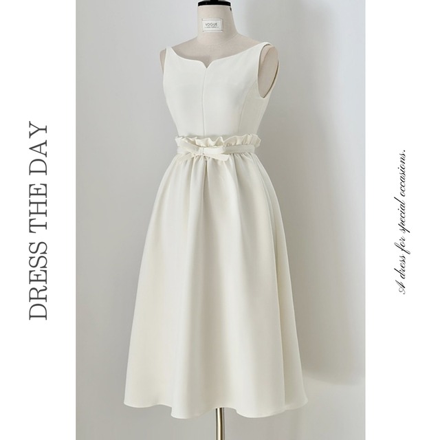 キーネックノースリーブギャザードレス2色展開 D0216