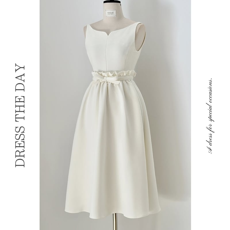 キーネックノースリーブギャザードレス2色展開 D0216