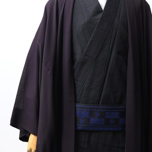 期間限定【受注生産】角帯 2026年干支献上 「午」変わり献上　市松：黒×青