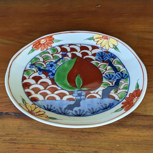 秋の陶磁器まつり特別価格　五彩桃絵パン皿　受注生産　納期最長2ケ月