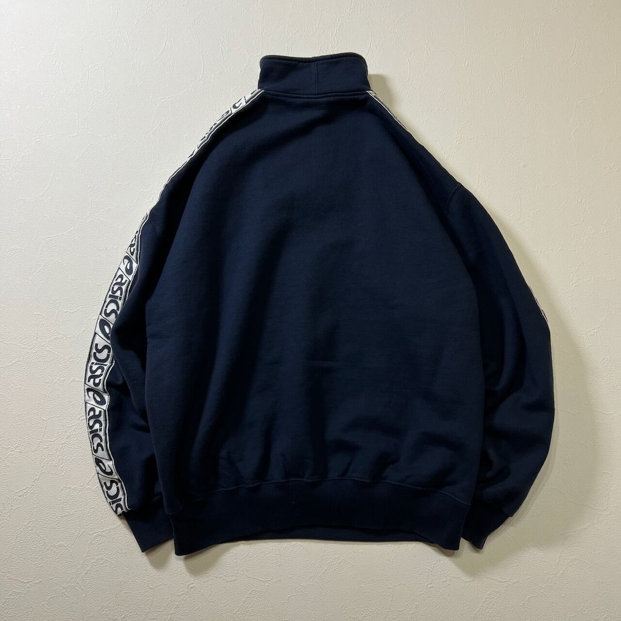 80s asics 袖刺繍 ハーフジップ スウェット プルオーバー アシックス