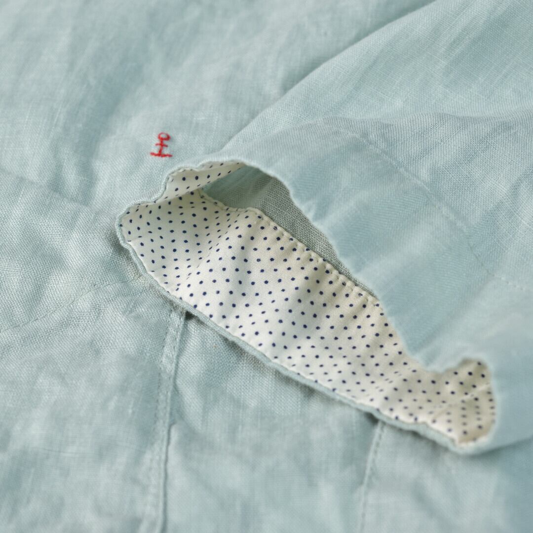 快晴堂 カイセイドウ ファインなリネン ふわふわカーディガン・薄いサックス 軽くて着やすいリネンの夏カーデ