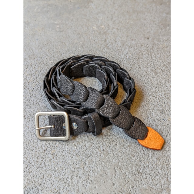 【708works × ARCANA】Leather Belt “SCALE” Black