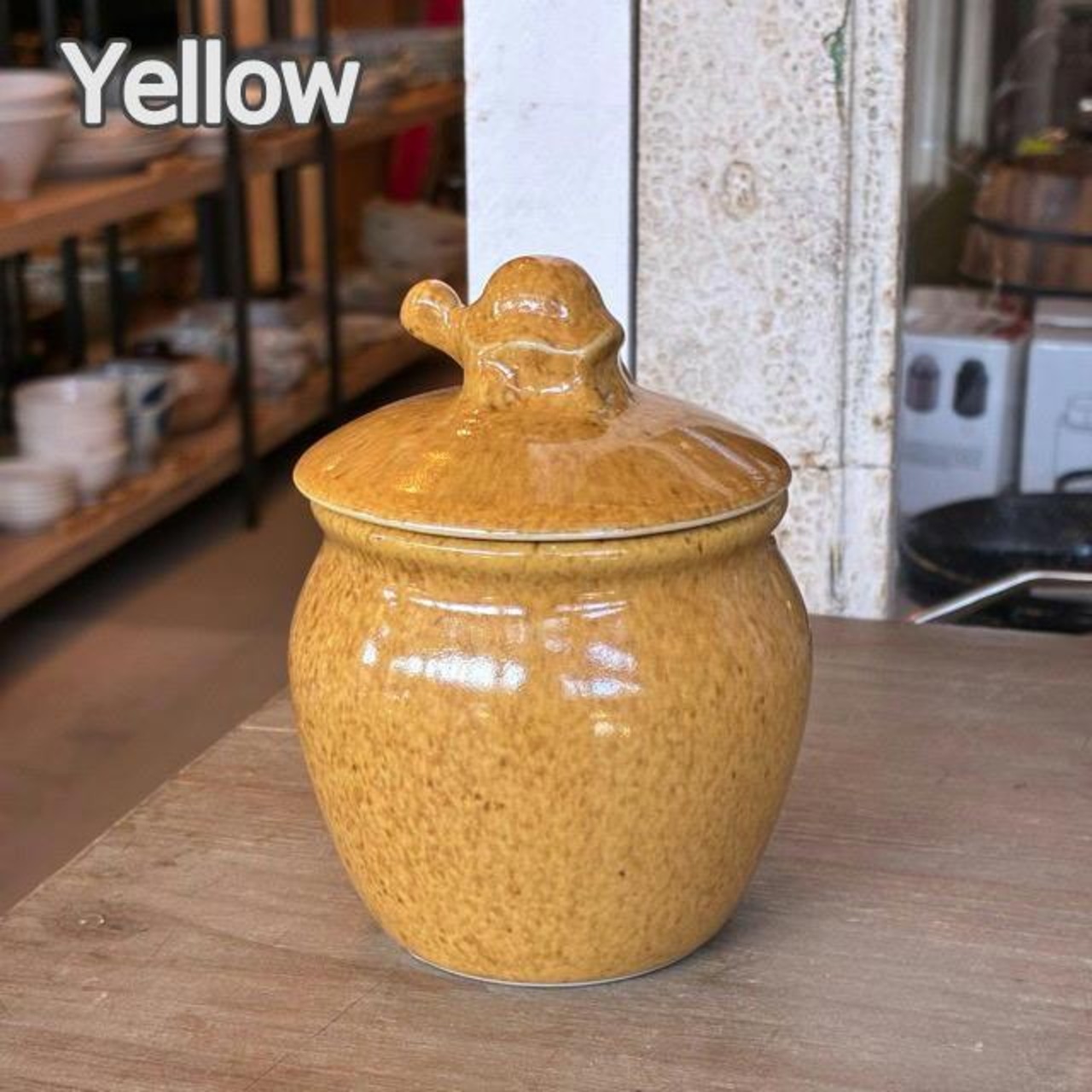 Thailand KAMENOKO Canister 290ml 2color タイ　カメノコ　キャニスター　全2色　イエロー　グレー　保存容器　調味料　瓶　漬物　キッチン雑貨　TAMAKI　食洗機　電子レンジ