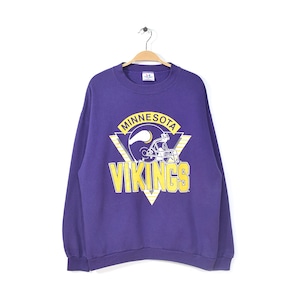 80s ミネソタバイキングス USA製 ヴィンテージスウェット NFL 紫 パープル MINESOTA VIKINGS 大きいサイズ メンズXL 古着 @CF0606