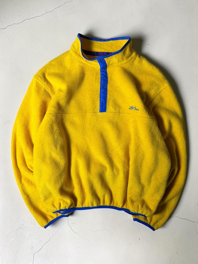［90s］ L.L.Bean Freeport Maine Yellow Blue Snap T Pullover Fleece Jacket Vintage L