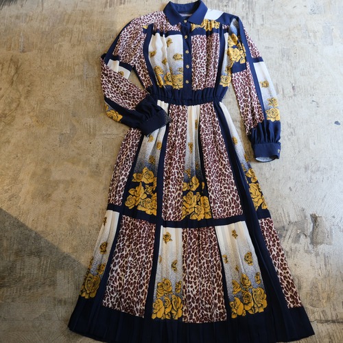 花と豹ワンピース