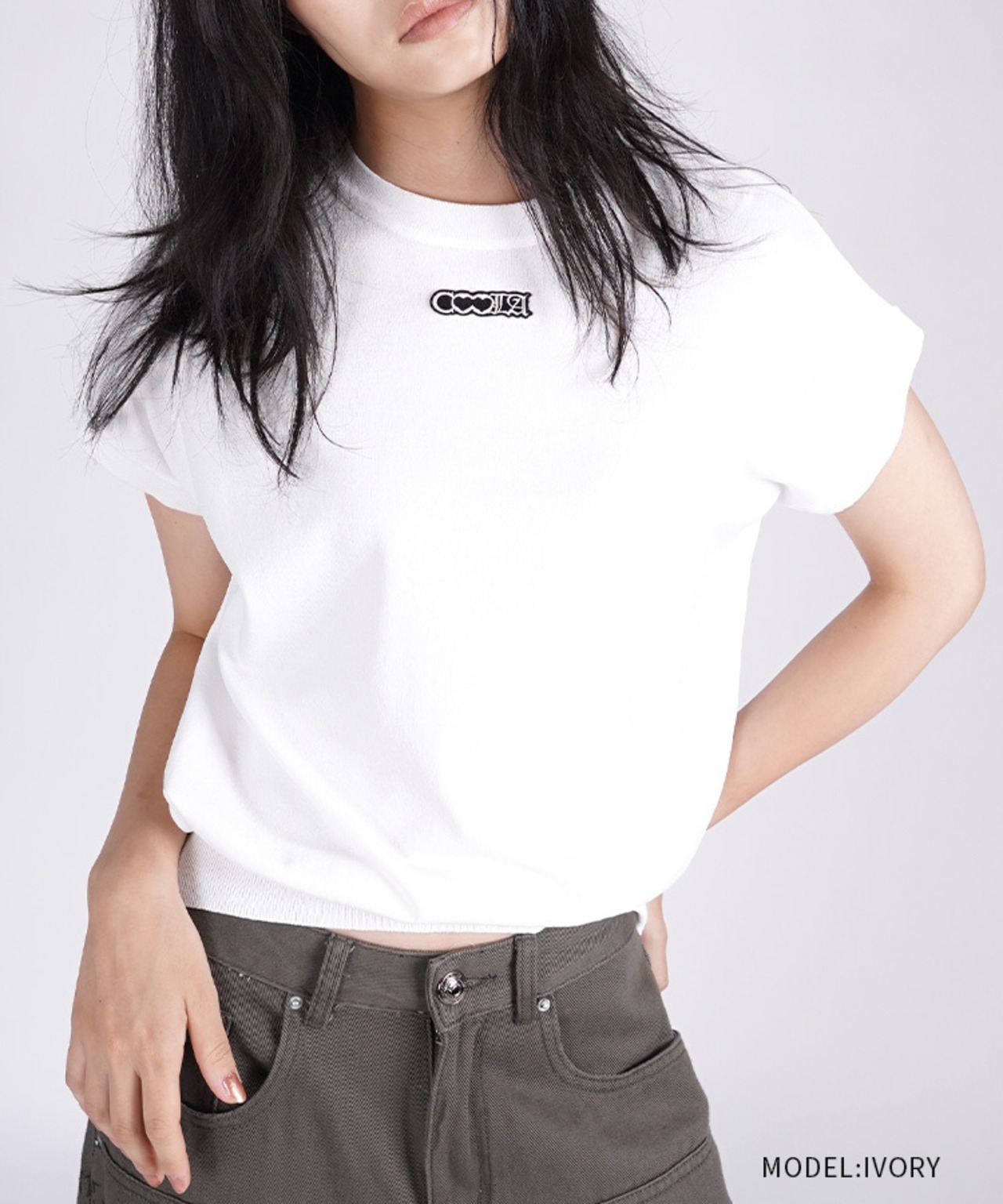 【直営限定ITEM】フレンチスリーブニットTOPS (IVORY)　CQ-47071H