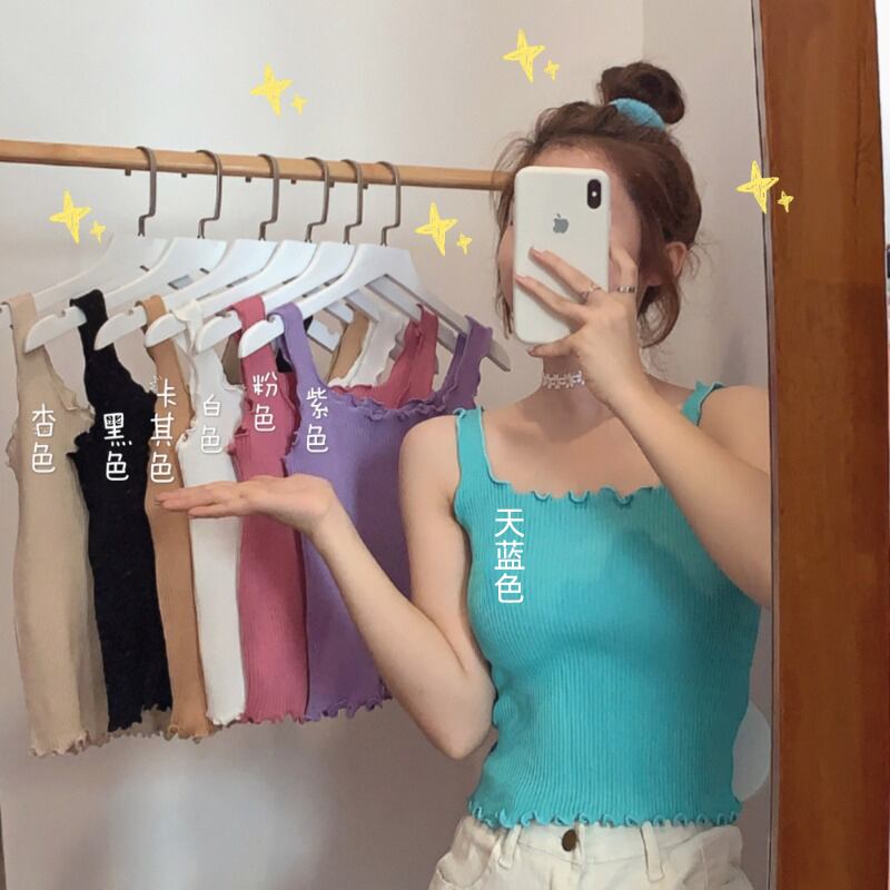 スモールキャミソールレディースインナーウェアサマーニュースタイルレディーススタイルウッドイヤーニットボトミングシャツ無地ショートトップ 1号婦人35896459642