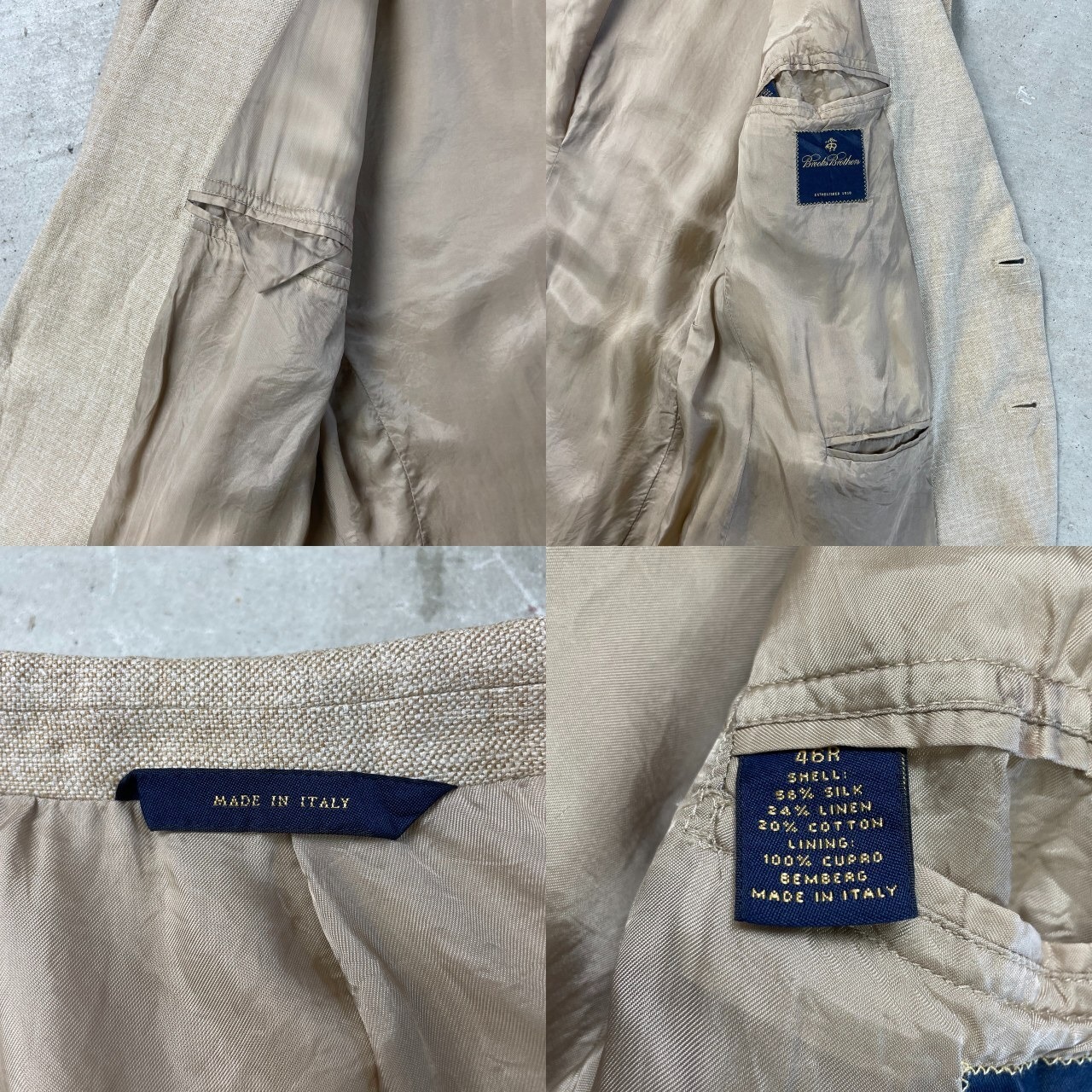 00年代 イタリア製 BROOKS BROTHERS ブルックスブラザーズ テーラード 