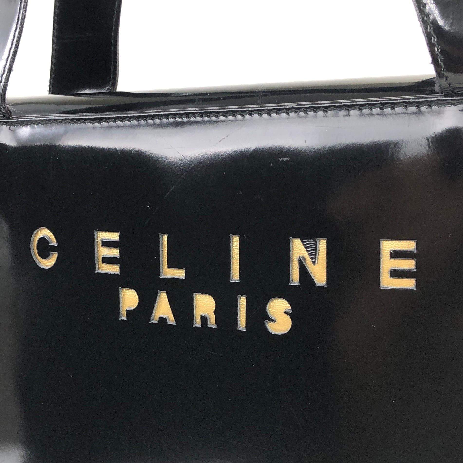 CELINE セリーヌ ロゴ カットアウト ハンドバッグ ブラック vintage
