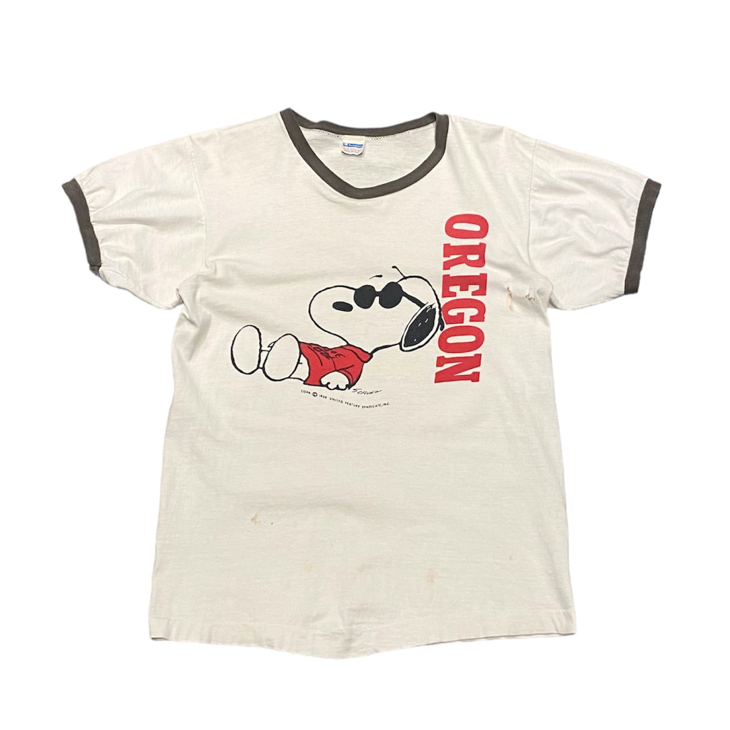 70s Champion スヌーピー リンガーTシャツ バータグ USA製 - Tシャツ