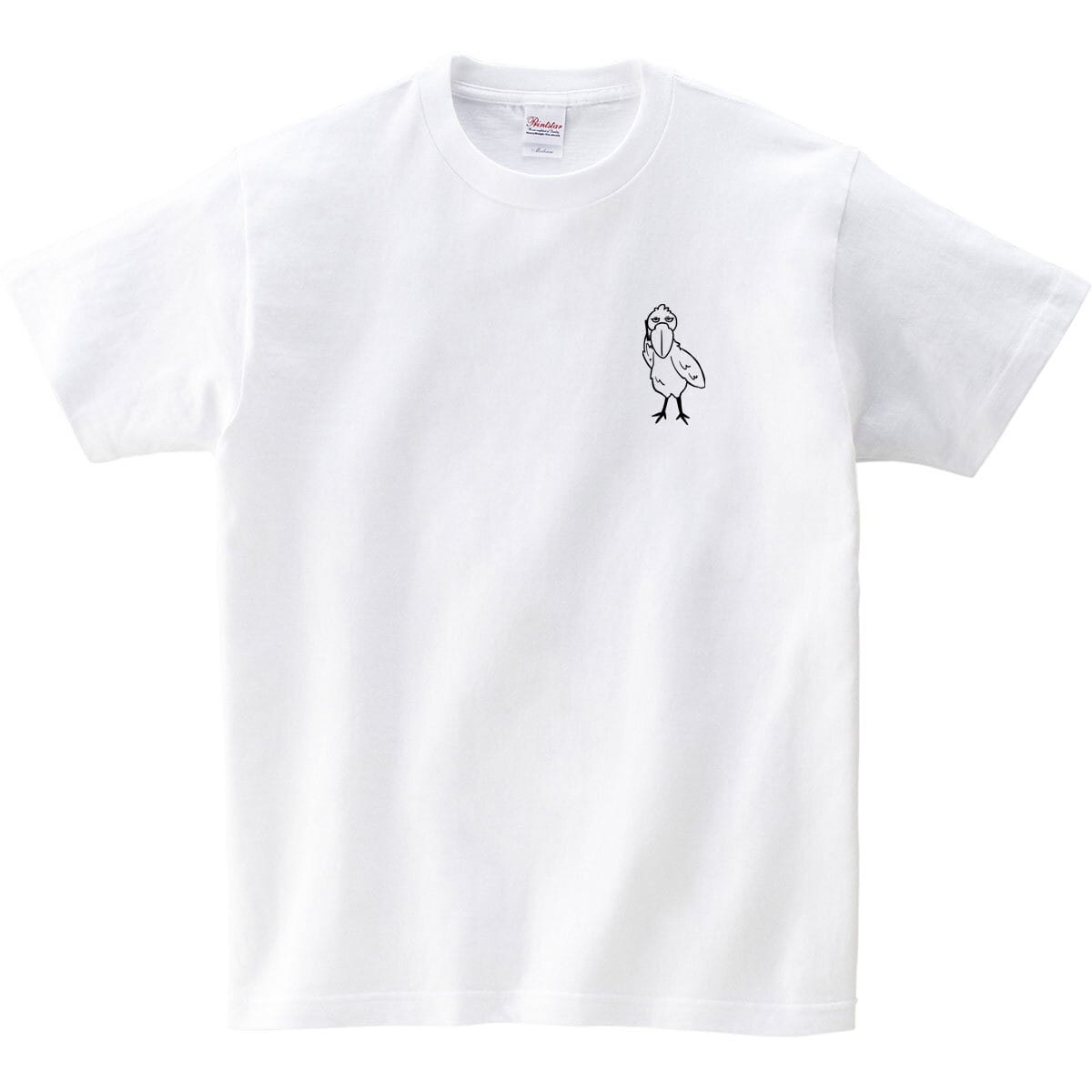 スマホ持ってるハシビロコウ  Tシャツ am88 ハシビロコウ スマートフォン おもしろ tシャツ 線画 鳥 とり トリ スマホ はしびろこう