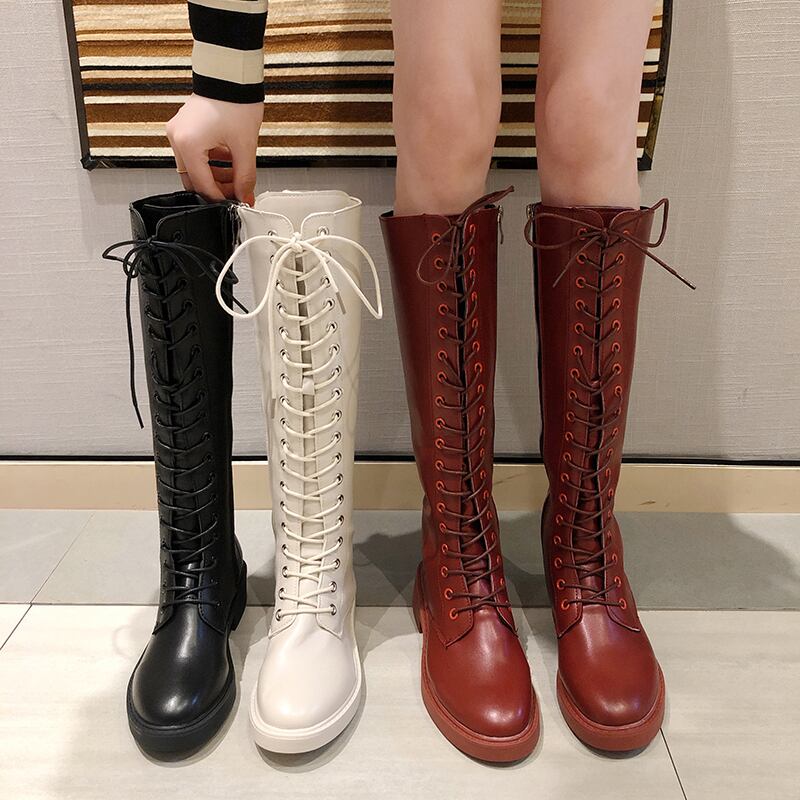 ブーツレディースオータムウィンターロングレッド薄手スキニー 靴 シューズ 秋物 冬物 部族の婦人靴7928893