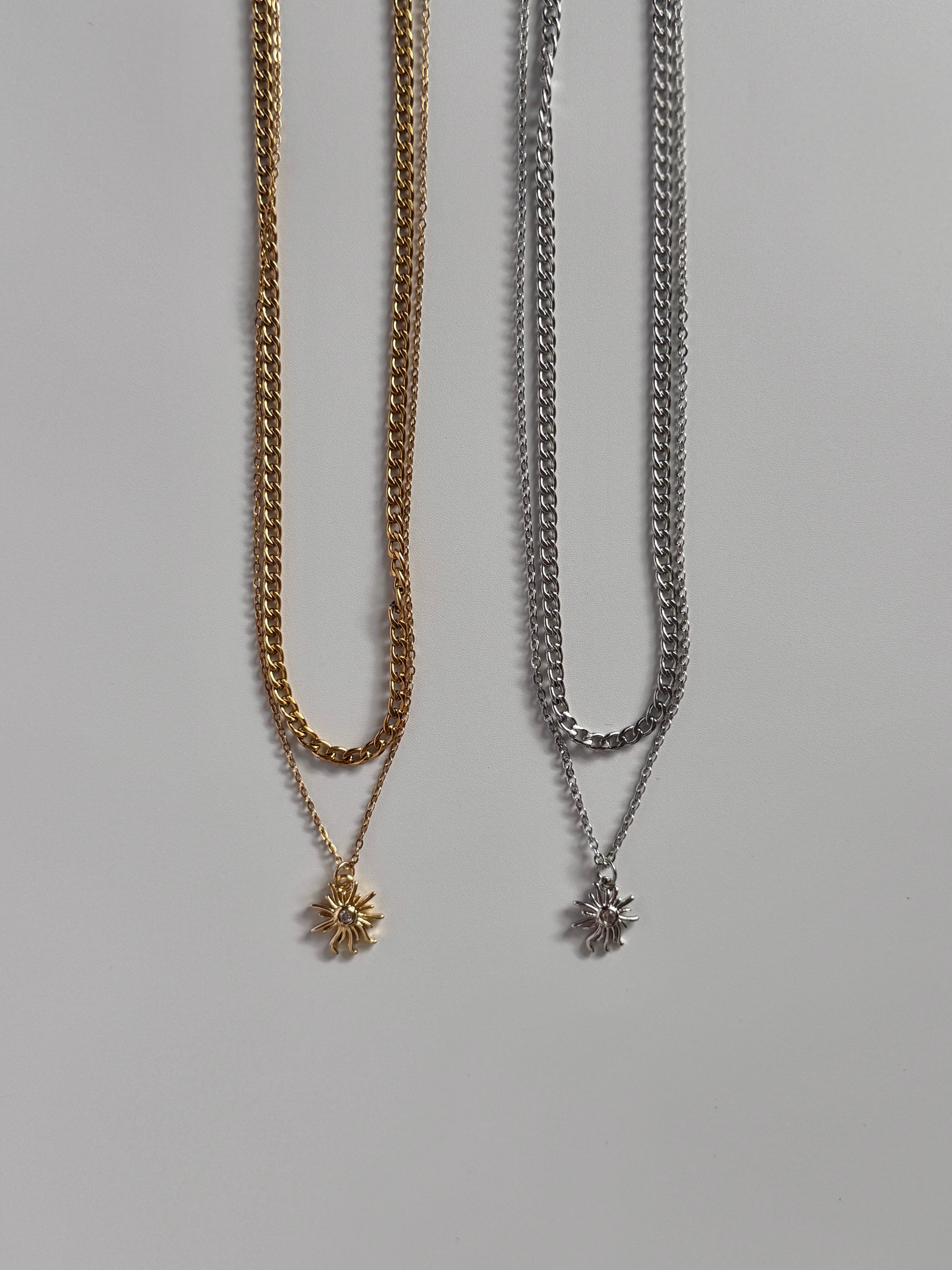 2color》 Sun Charm Layered Necklace | Écllant