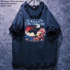 【doppio】90’s vintage “Harley-Davidson” logo print design boro custom T-shirt
