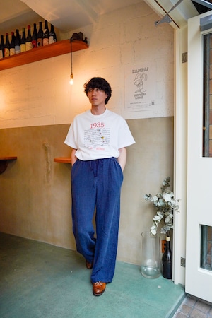 【1920-40s】"French Cotton & Linen Fabric" Remake Drawcord Trousers Navy Color 　