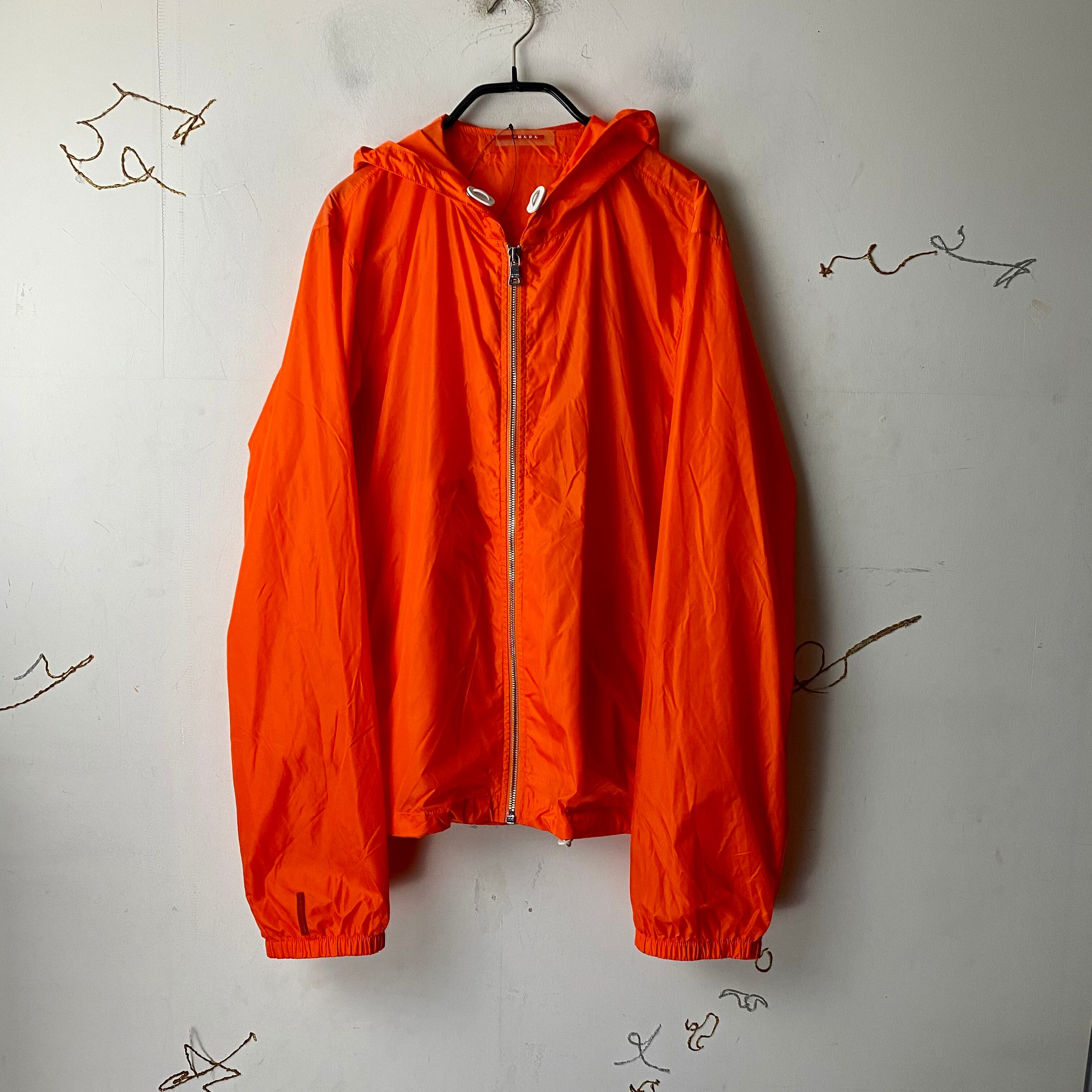 PRADA SPORT orange color nylon hoodie | NOIR ONLINE