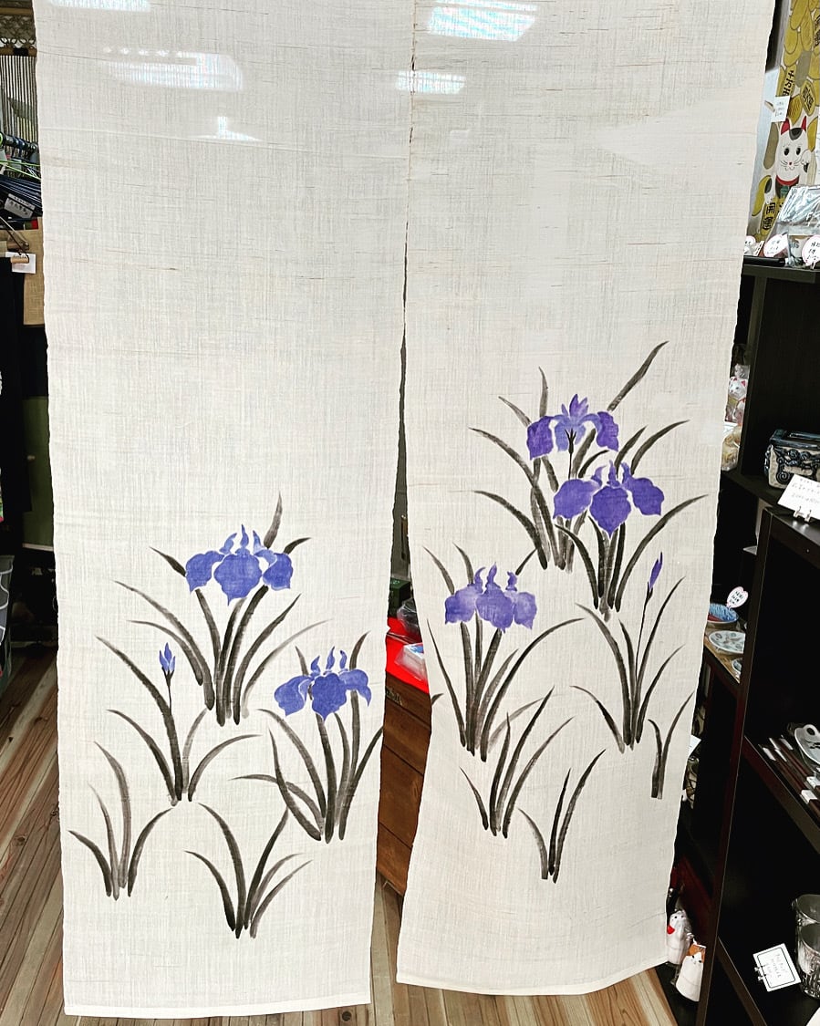 暖簾 麻 あやめ 菖蒲 | 西村商店 浅草・合羽橋