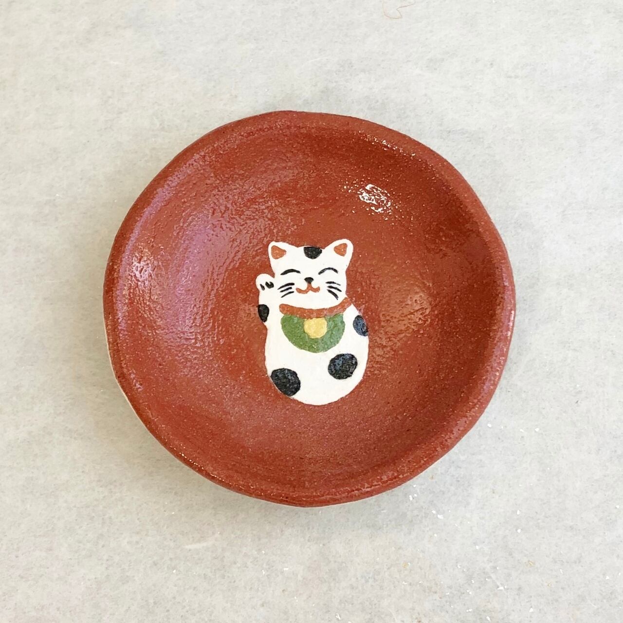 <楽入窯>豆皿(招き猫)