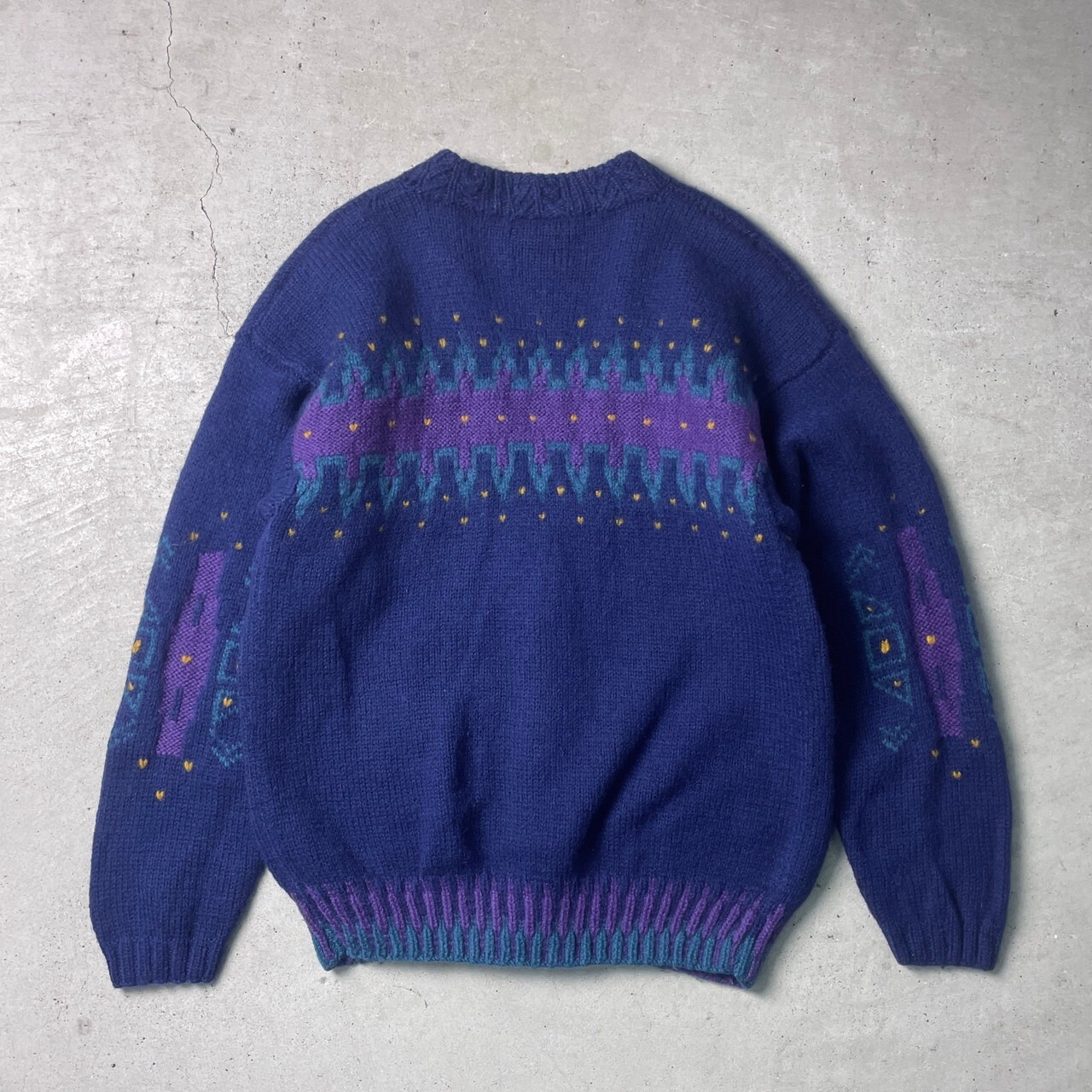 90年代 B.D.BAGGIES ウールニットカーディガン ハンドニット メンズL  