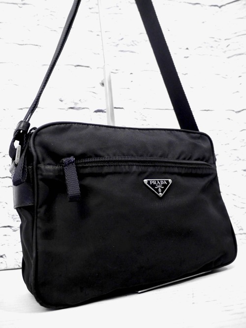 ◆PRADA プラダ ユニセックス ナイロンxレザー クロスボディ ショルダー カメラ バッグ ポシェット 黒◆ クロスボディ仕様の定番モデル♪