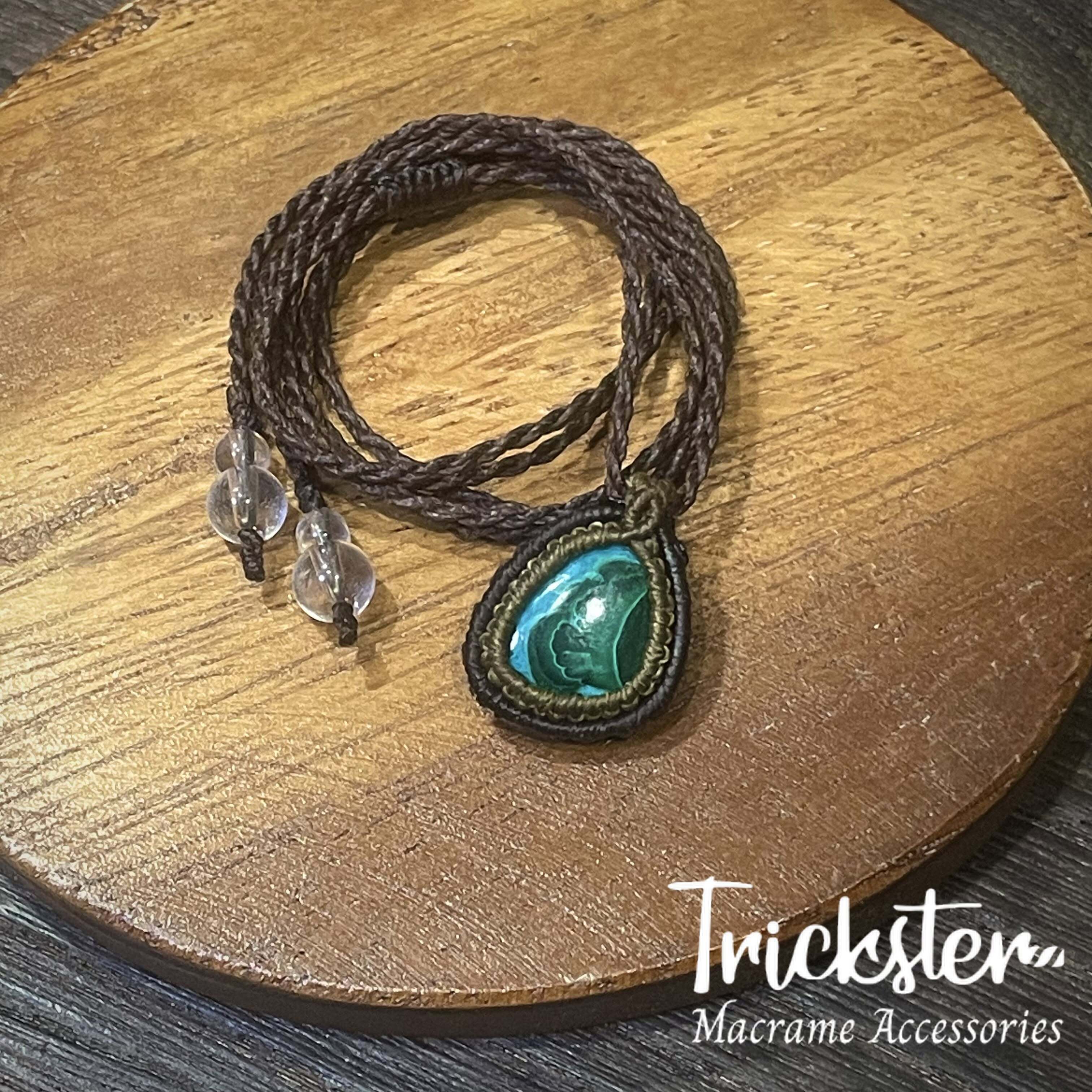 クリソコラマラカイト マクラメペンダント T246 | Trickster マクラメ