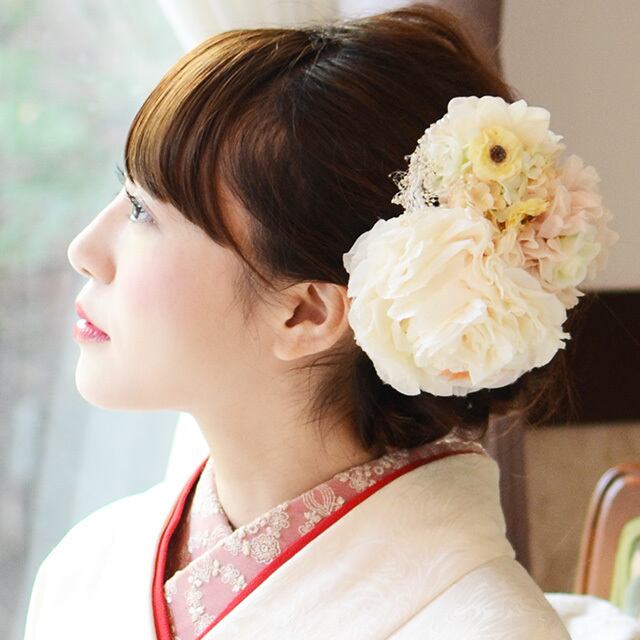 髪飾り 和装 ヘッドドレス ナチュラル 花飾り Fc142 結婚式 成人式 Cha Cha 和の髪飾り専門店