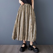 縦縞模様 マキシ丈 スカート 00191