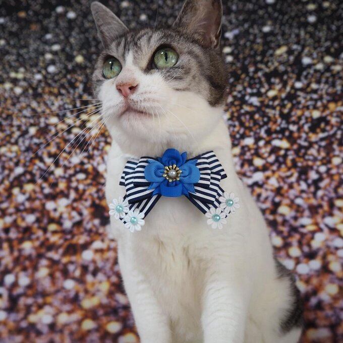 お正月仕様シングルリボン(赤②)つまみ細工付きわんちゃん猫ちゃん用 お正月仕様シングルリボン(赤②)つまみ細工付きわんちゃん猫ちゃん用