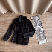 dark brown real fur scarf set jacket-5153-1