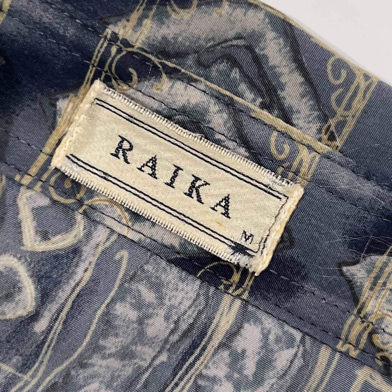 RAIKA ライカ 総柄 長袖シャツ M/ブルー系 メンズ ビンテージ