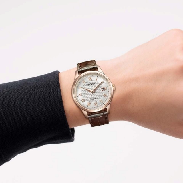 CITIZEN COLLECTION シチズンコレクション 機械式時計 自動巻き 手巻き シースルーバック 牛革 メンズ腕時計 NJ0252-05A