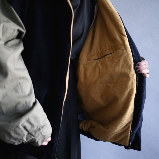 "NAUTICA" 2-way design switching fabric over size blouson